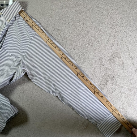 Chaps Dress Shirt Mens 16 32/33 Blue Stripe Wrinkle Free Oxford Long Sleeve FLAW - Picture 10 of 14